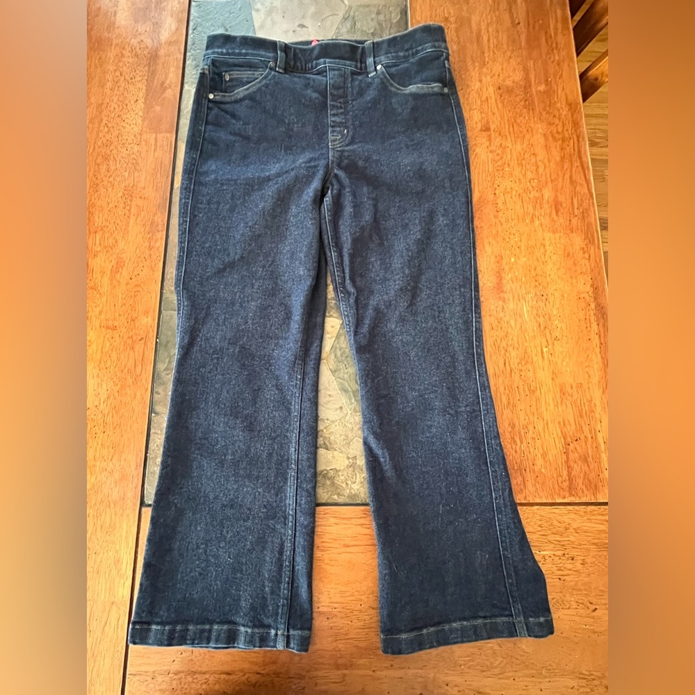 EUC SPANX Blue Flare Wide Leg Jeans - Picture 2 of 12